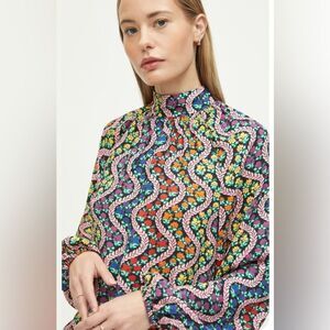 Rhode Womens Long Sleeve Crew Neck Rainbow Top Size XS